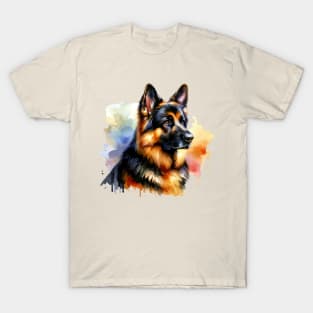 German Shepherd Watercolor - Beautiful Dog T-Shirt